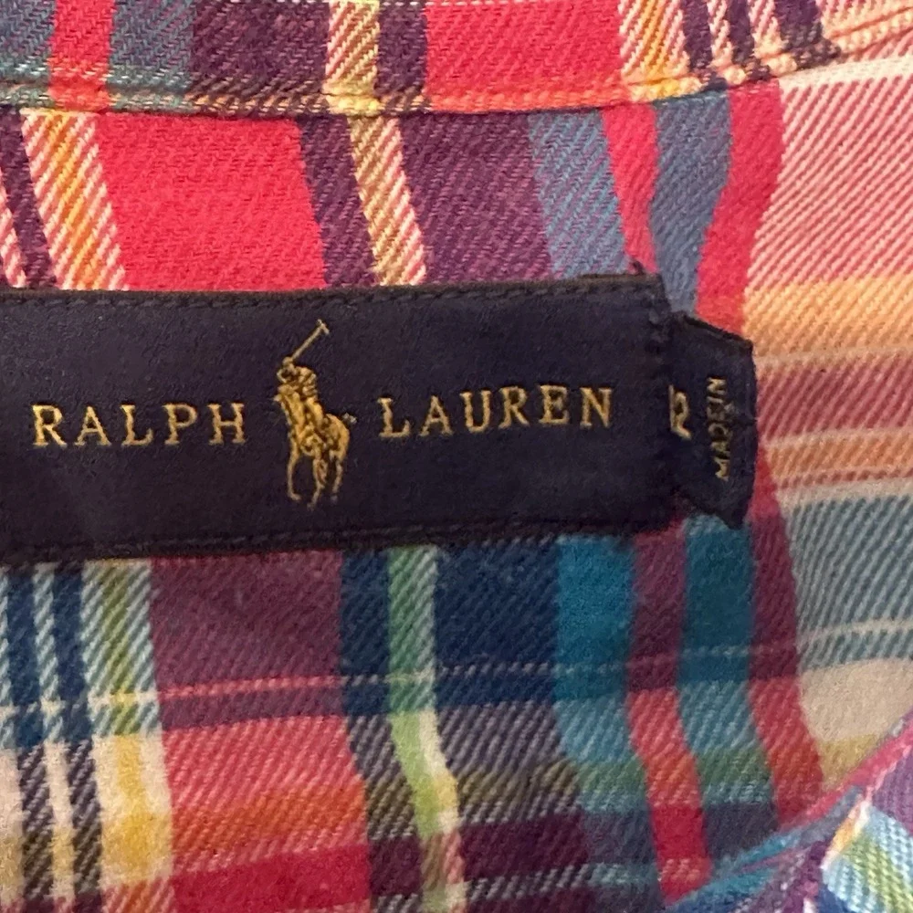 Ralph Lauren Shirt Colorful Pink Plaid Pony‎ Button Up Soft LS Boys Youth Sz 12